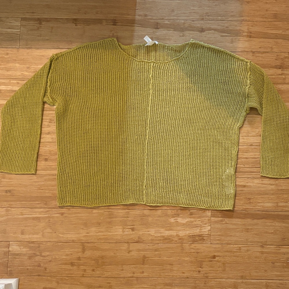 Eileen Fisher Lightweight Sweater linen in Chartreuse - Picture 2 of 6